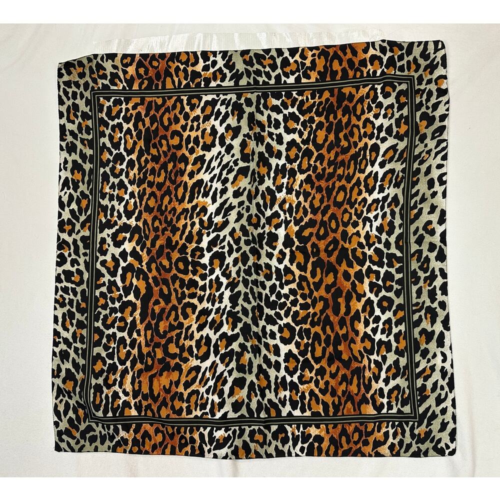 Womens Lightweight Scarf Square 30" x 30" Brown Black Cheetah Print - Picture 3 of 4